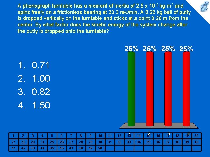 A phonograph turntable has a moment of inertia of 2. 5 x 10 -2 A phonograph turntable has a moment of inertia of 2. 5 x 10 -2