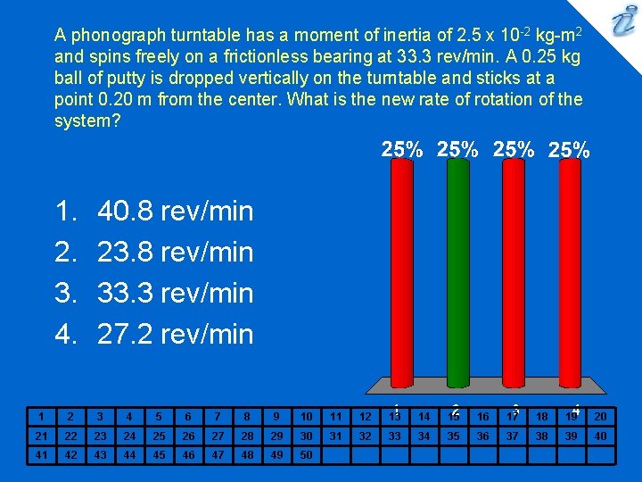 A phonograph turntable has a moment of inertia of 2. 5 x 10 -2 A phonograph turntable has a moment of inertia of 2. 5 x 10 -2