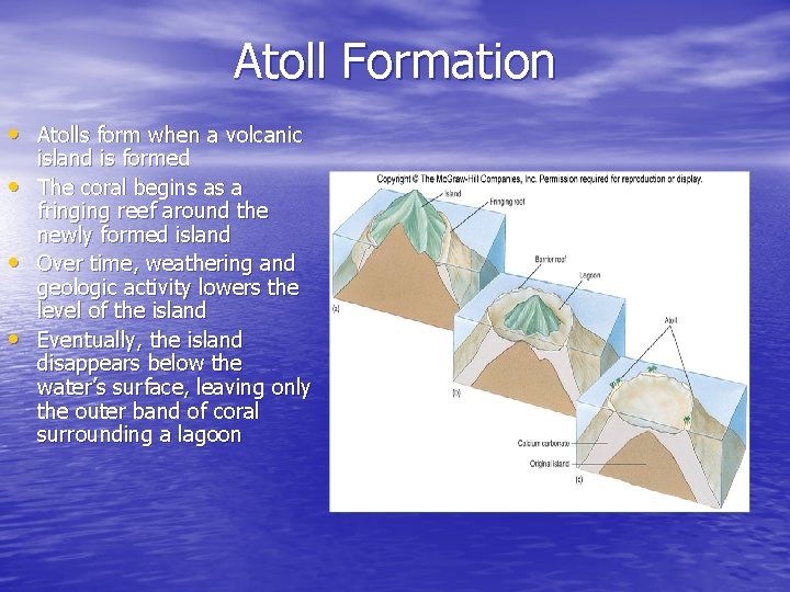 Atoll Formation • Atolls form when a volcanic • • • island is formed Atoll Formation • Atolls form when a volcanic • • • island is formed