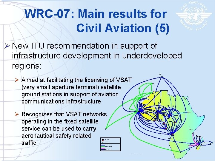 WRC-07: Main results for Civil Aviation (5) Ø New ITU recommendation in support of