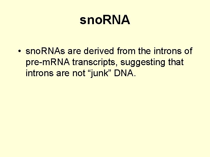 sno. RNA • sno. RNAs are derived from the introns of pre-m. RNA transcripts,