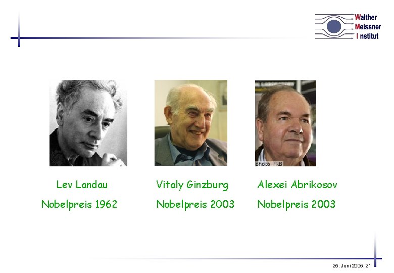 Lev Landau Nobelpreis 1962 Vitaly Ginzburg Alexei Abrikosov Nobelpreis 2003 25. Juni 2005, 21