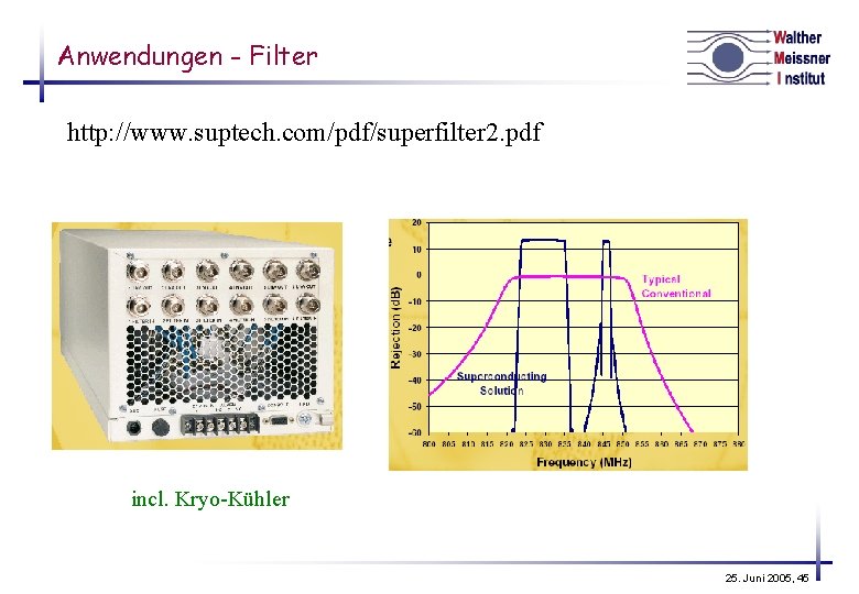 Anwendungen - Filter http: //www. suptech. com/pdf/superfilter 2. pdf incl. Kryo-Kühler 25. Juni 2005,