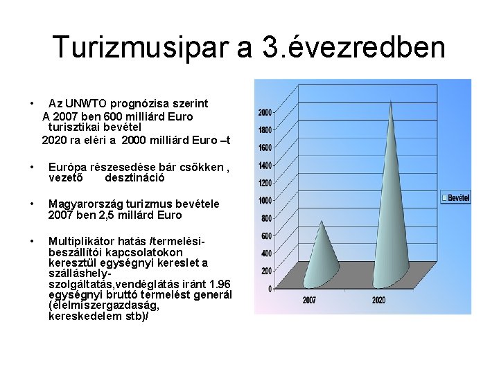 Turizmusipar a 3. évezredben • Az UNWTO prognózisa szerint A 2007 ben 600 milliárd