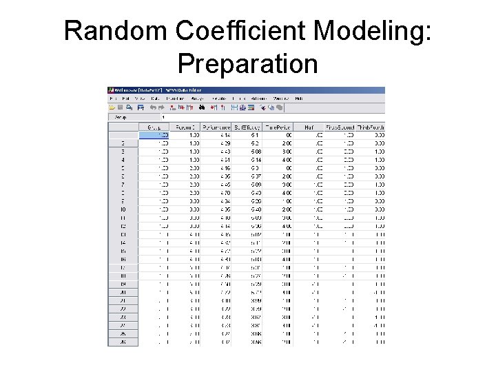 Random Coefficient Modeling: Preparation Random Coefficient Modeling: Preparation