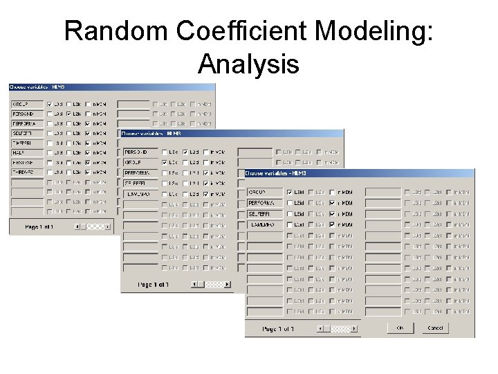 Random Coefficient Modeling: Analysis Random Coefficient Modeling: Analysis