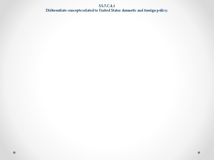 SS. 7. C. 4. 1 Differentiate concepts related to United States domestic and foreign SS. 7. C. 4. 1 Differentiate concepts related to United States domestic and foreign