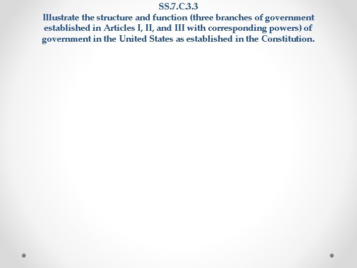 SS. 7. C. 3. 3 Illustrate the structure and function (three branches of government SS. 7. C. 3. 3 Illustrate the structure and function (three branches of government