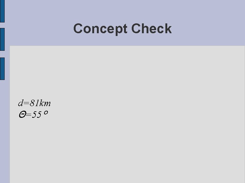 Concept Check d=81 km Θ=55° 