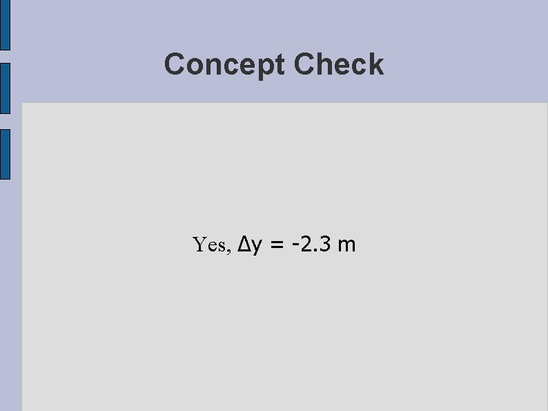 Concept Check Yes, Δy = -2. 3 m 
