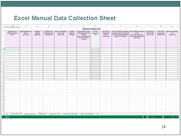 Excel Manual Data Collection Sheet 14 