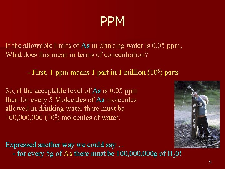 PPM If the allowable limits of As in drinking water is 0. 05 ppm,