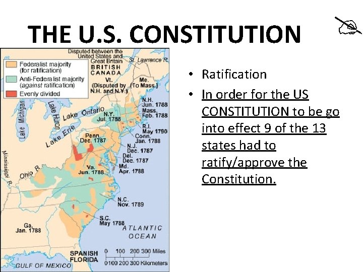 THE U. S. CONSTITUTION • Ratification • In order for the US CONSTITUTION