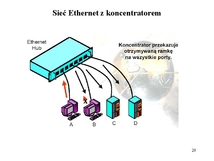 Sieć Ethernet z koncentratorem 29 Sieć Ethernet z koncentratorem 29