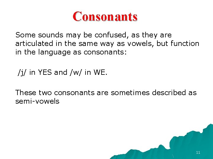 Consonants Some sounds may be confused, as they are articulated in the same way