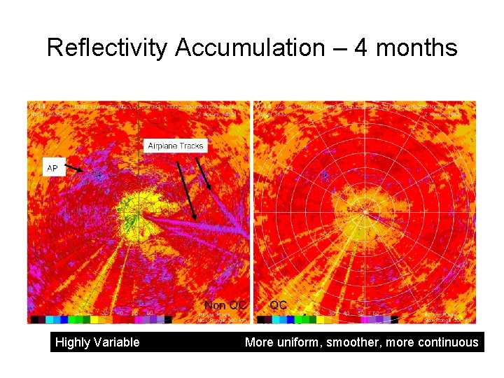 Reflectivity Accumulation – 4 months Highly Variable More uniform, smoother, more continuous 