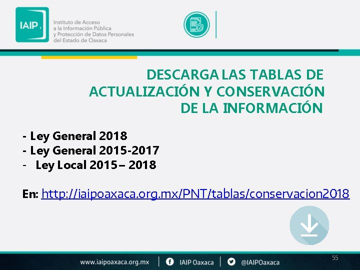 DESCARGA LAS TABLAS DE ACTUALIZACIÓN Y CONSERVACIÓN DE LA INFORMACIÓN - Ley General 2018