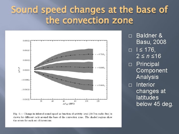 Sound speed changes at the base of the convection zone � � Baldner &