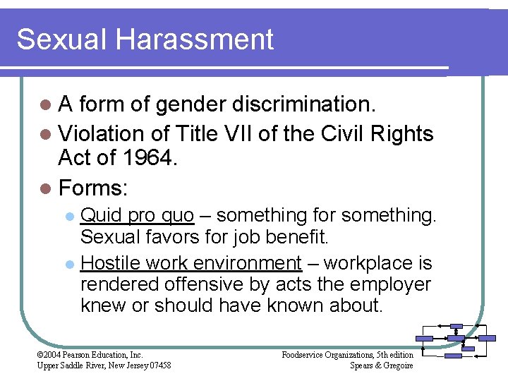 Sexual Harassment l. A form of gender discrimination. l Violation of Title VII of