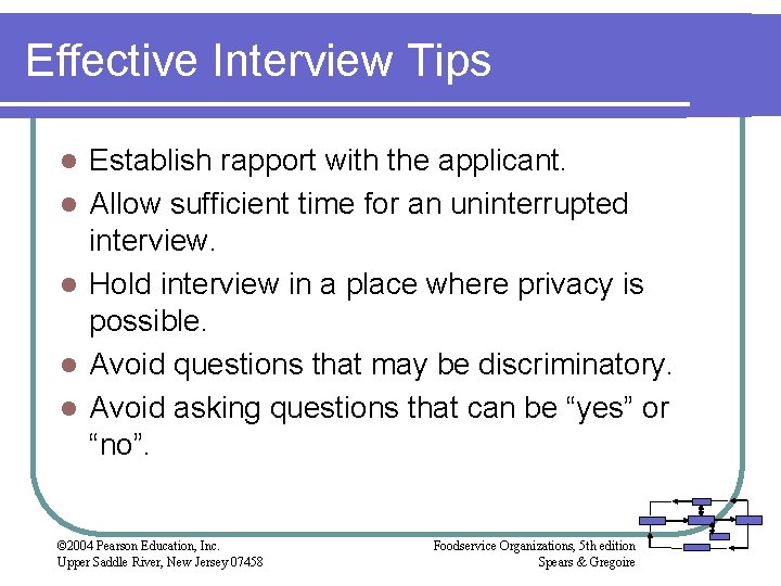 Effective Interview Tips l l l Establish rapport with the applicant. Allow sufficient time