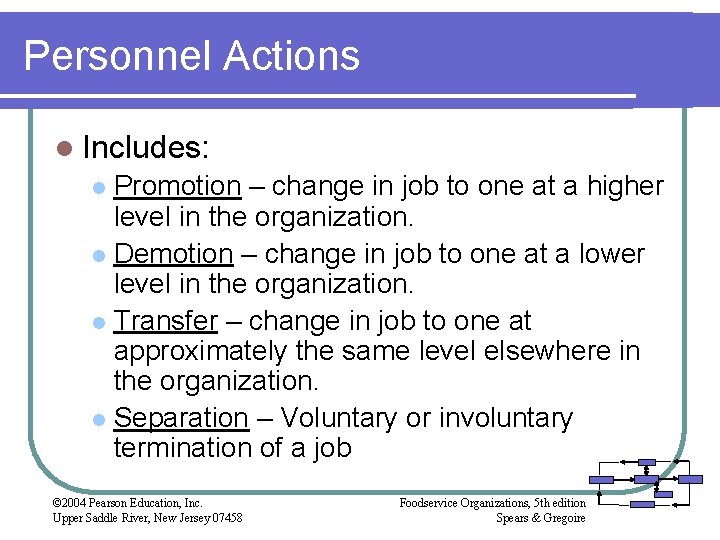 Personnel Actions l Includes: Promotion – change in job to one at a higher