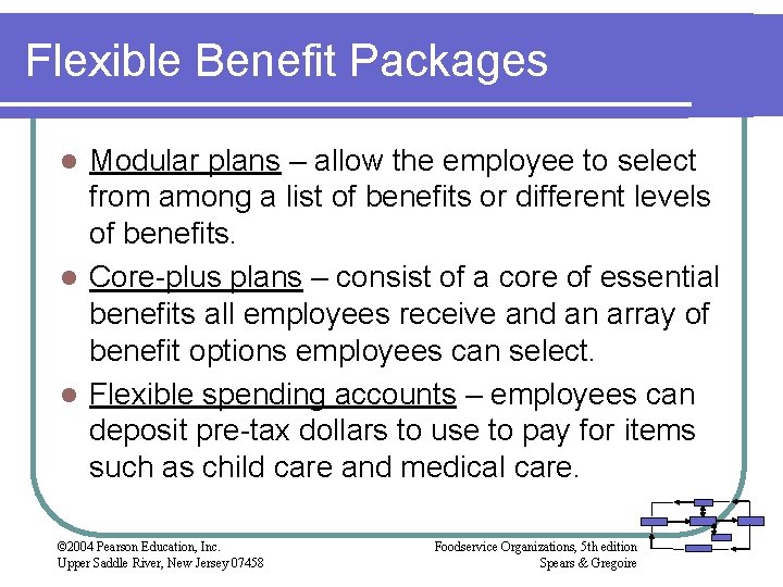 Flexible Benefit Packages Modular plans – allow the employee to select from among a