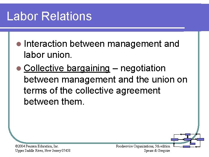 Labor Relations l Interaction between management and labor union. l Collective bargaining – negotiation