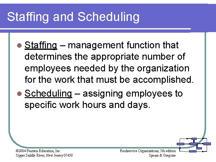 Staffing and Scheduling l Staffing – management function that determines the appropriate number of