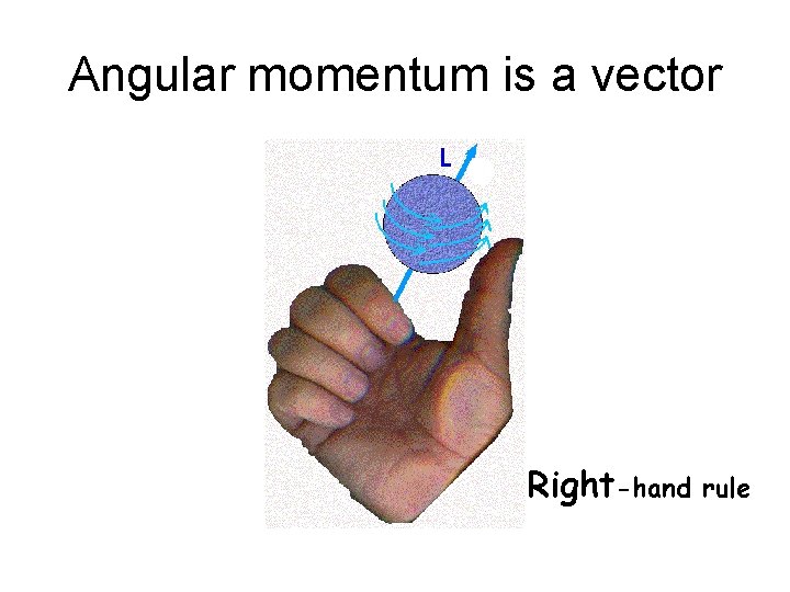 Angular momentum is a vector Right-hand rule 