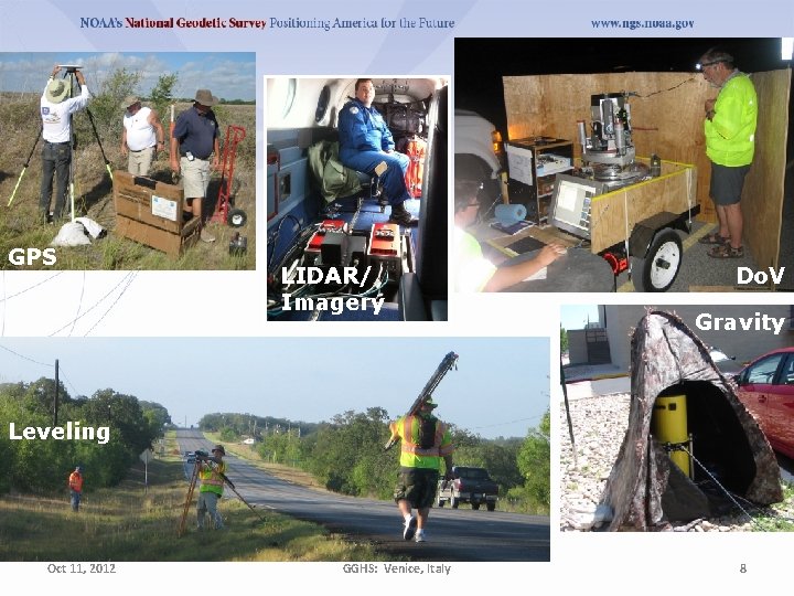 GPS LIDAR/ Imagery Do. V Gravity Leveling Oct 11, 2012 GGHS: Venice, Italy 8 GPS LIDAR/ Imagery Do. V Gravity Leveling Oct 11, 2012 GGHS: Venice, Italy 8