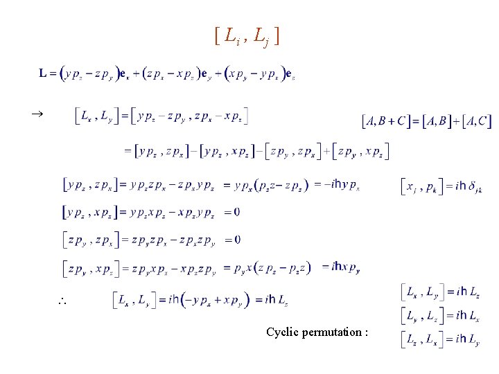 [ Li , Lj ] Cyclic permutation : 