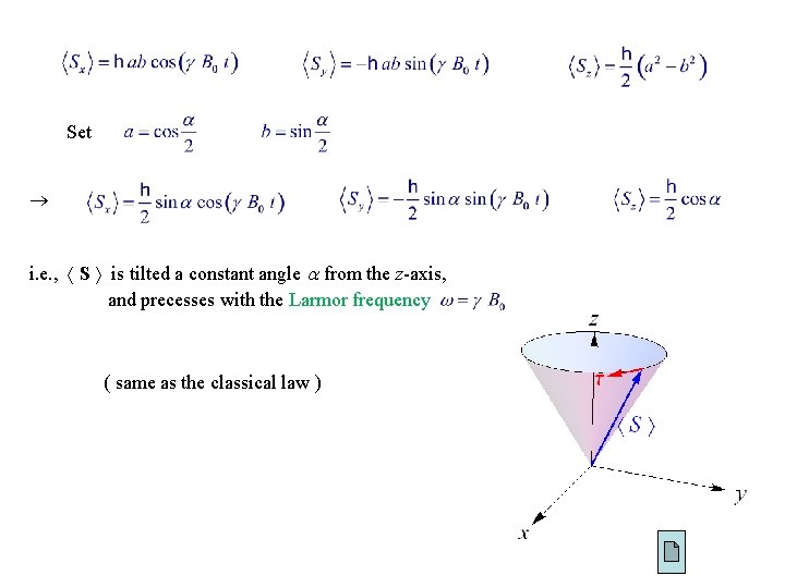 Set i. e. , S is tilted a constant angle from the z-axis, and