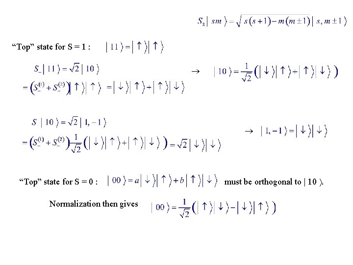 “Top” state for S = 1 : “Top” state for S = 0 :