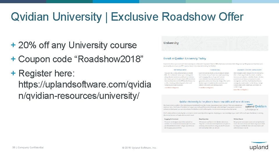 Qvidian University | Exclusive Roadshow Offer + 20% off any University course + Coupon