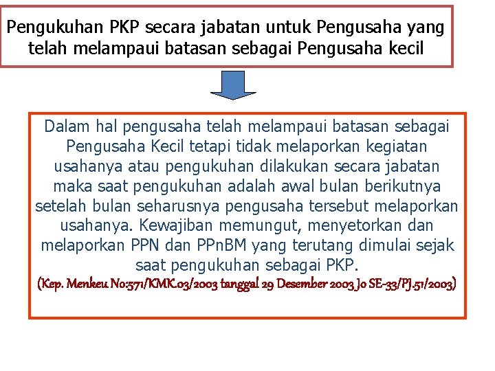 Pengukuhan PKP secara jabatan untuk Pengusaha yang telah melampaui batasan sebagai Pengusaha kecil Dalam