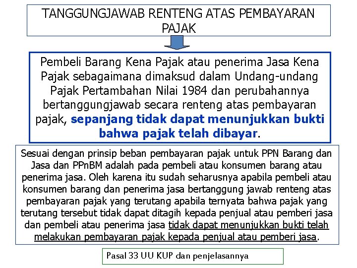 TANGGUNGJAWAB RENTENG ATAS PEMBAYARAN PAJAK Pembeli Barang Kena Pajak atau penerima Jasa Kena Pajak