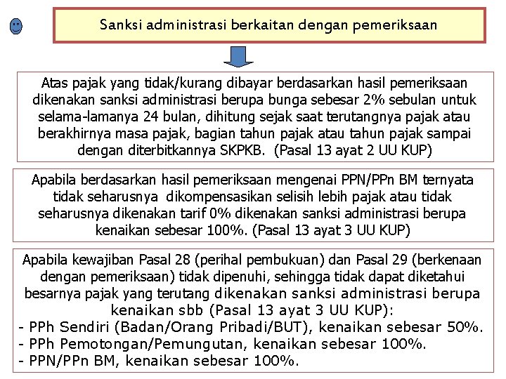 Sanksi administrasi berkaitan dengan pemeriksaan Atas pajak yang tidak/kurang dibayar berdasarkan hasil pemeriksaan dikenakan