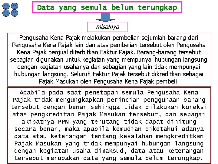 Data yang semula belum terungkap misalnya Pengusaha Kena Pajak melakukan pembelian sejumlah barang dari
