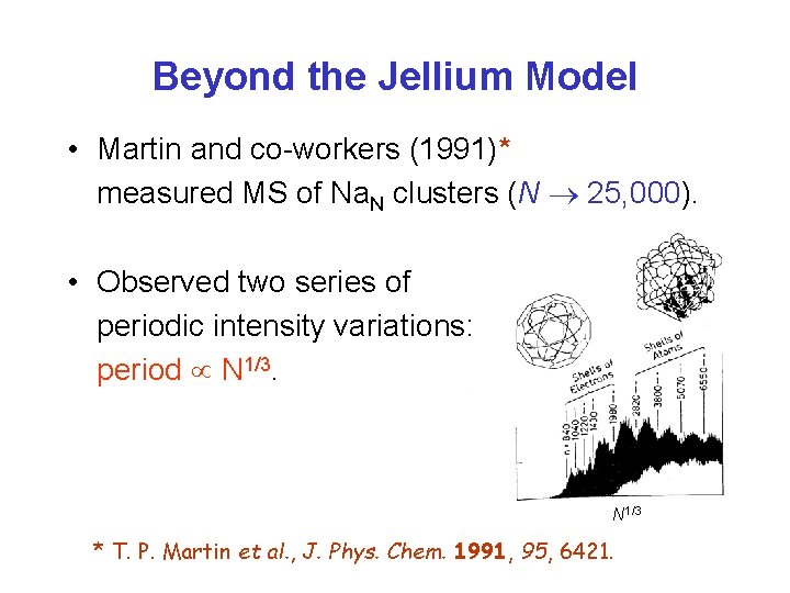 Beyond the Jellium Model • Martin and co-workers (1991)* measured MS of Na. N