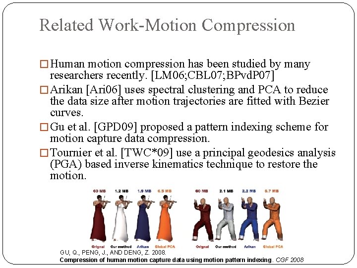 Related Work-Motion Compression � Human motion compression has been studied by many researchers recently.