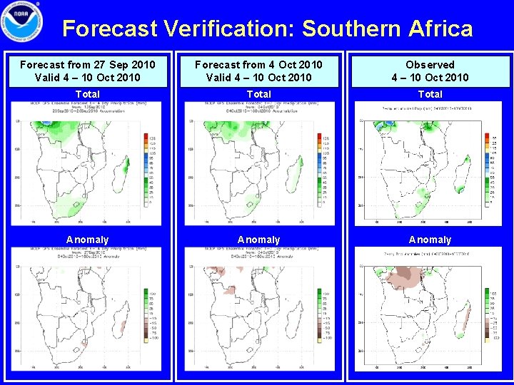 Forecast Verification: Southern Africa Forecast from 27 Sep 2010 Valid 4 – 10 Oct