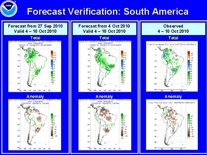 Forecast Verification: South America Forecast from 27 Sep 2010 Valid 4 – 10 Oct