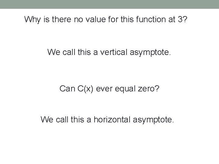 Why is there no value for this function at 3? We call this a