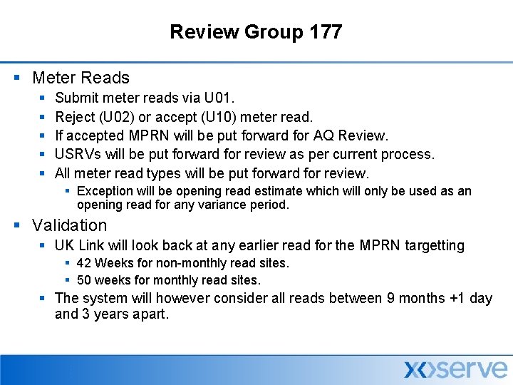 Review Group 177 § Meter Reads § § § Submit meter reads via U