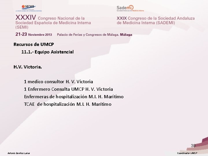  Recursos de UMCP 11. 1. - Equipo Asistencial H. V. Victoria. 1 medico