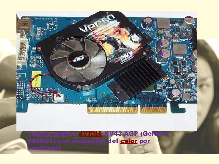 Tarjeta gráfica n. VIDIA NV 43 AGP (Geforce 6600 GT) con disipación del calor