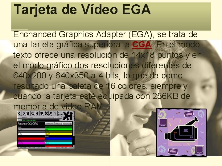 Tarjeta de Vídeo EGA Enchanced Graphics Adapter (EGA), se trata de una tarjeta gráfica