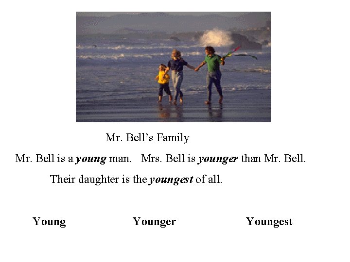 Mr. Bell’s Family Mr. Bell is a young man. Mrs. Bell is younger than