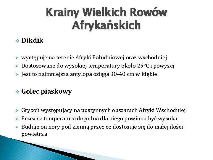 Krainy Wielkich Rowów Afrykańskich v Dikdik Ø występuje na terenie Afryki Południowej oraz wschodniej