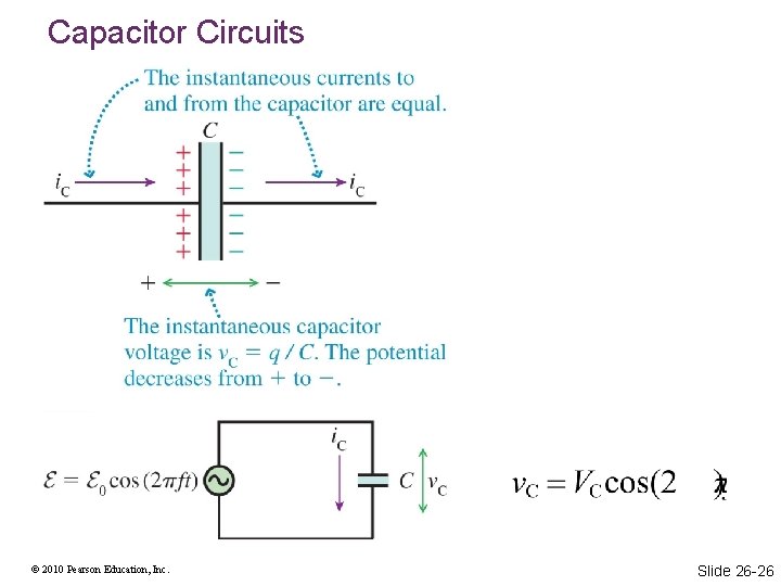 Capacitor Circuits © 2010 Pearson Education, Inc. Slide 26 -26 Capacitor Circuits © 2010 Pearson Education, Inc. Slide 26 -26